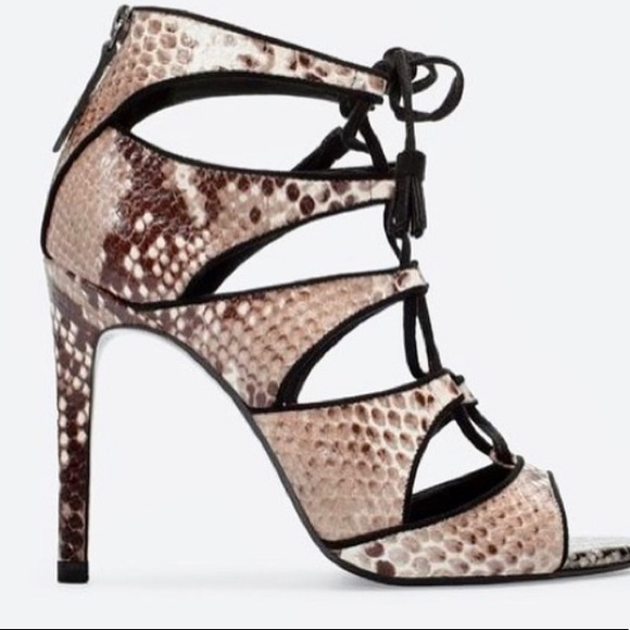 Zara snakeskin leather sandals - Picture 3 of 5